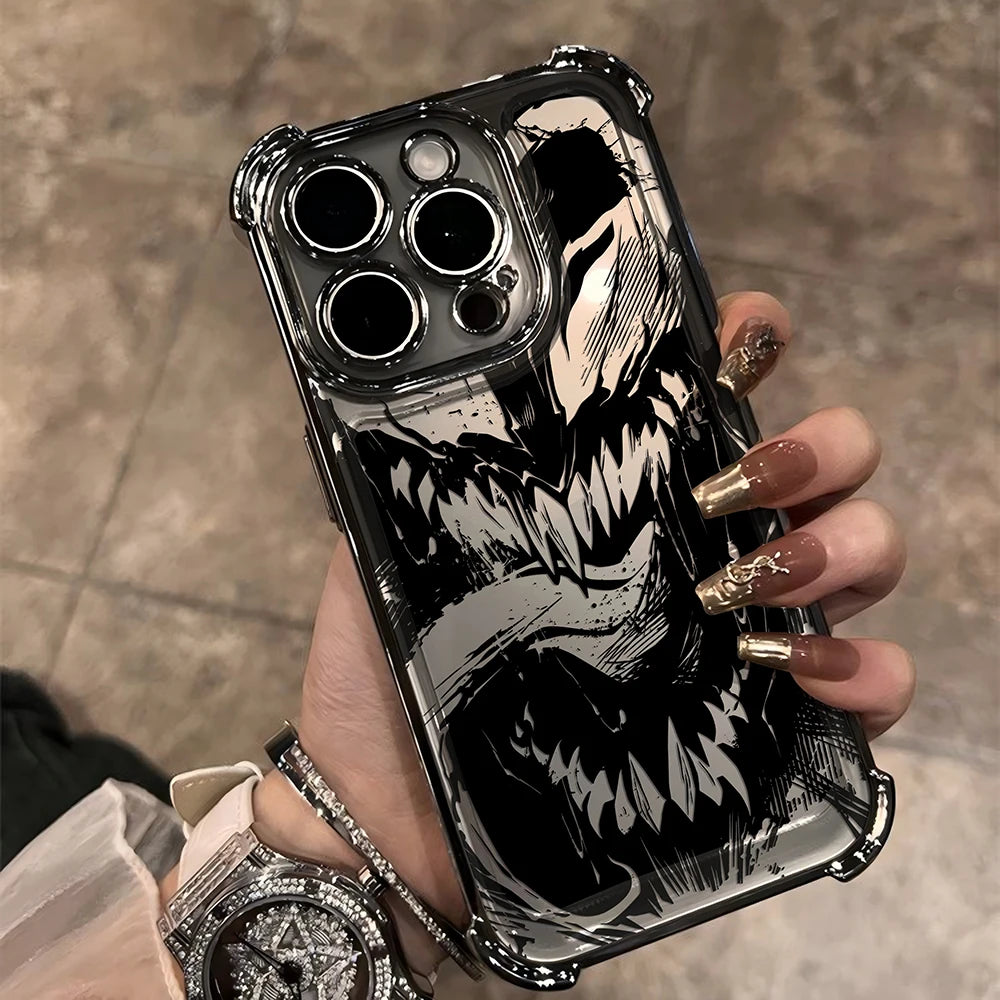 Cool Spiders Mans Venoms Plating Phone Case For Samsung S26 S25 S24 S23 S22 S21 FE Note20 Edge Plus Ultra 4G 5G Anti Fall Airbag