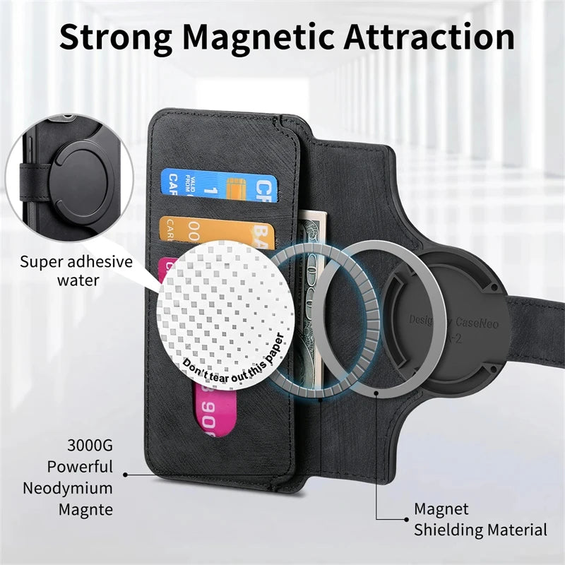 2 in 1 Magnetic Flip Leather Case for IPhone 17 Air 16 E 15 14 13 12 Pro Max Plus 17Air 16E 17Pro I17 Magsafe Card Wallet Cover