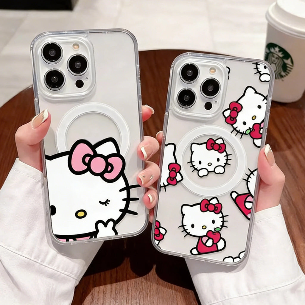 Hot Luxury Hello Kittys Magnetic Phone Case for iPhone 17 16 15 14 13 12 11 8 7 Air Plus Pro Max X XR XSMax Soft Clear Tpu Cover