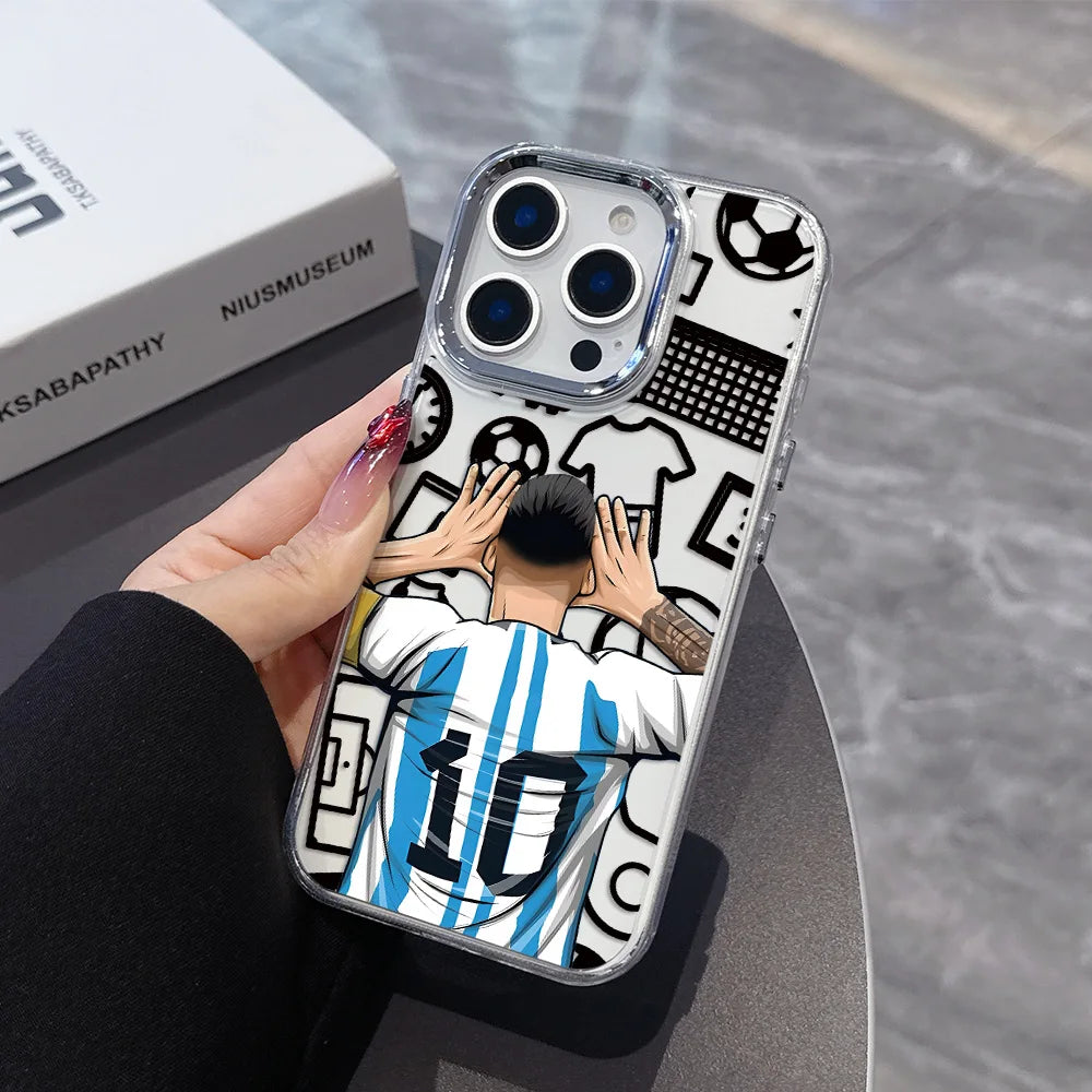Cartoon Football Number CR7 Phone Case For iPhone 17 16e 16 15 14 13 12 11 mini Pro Max X XR XSMAX 8 Air Plus Transparent Cover