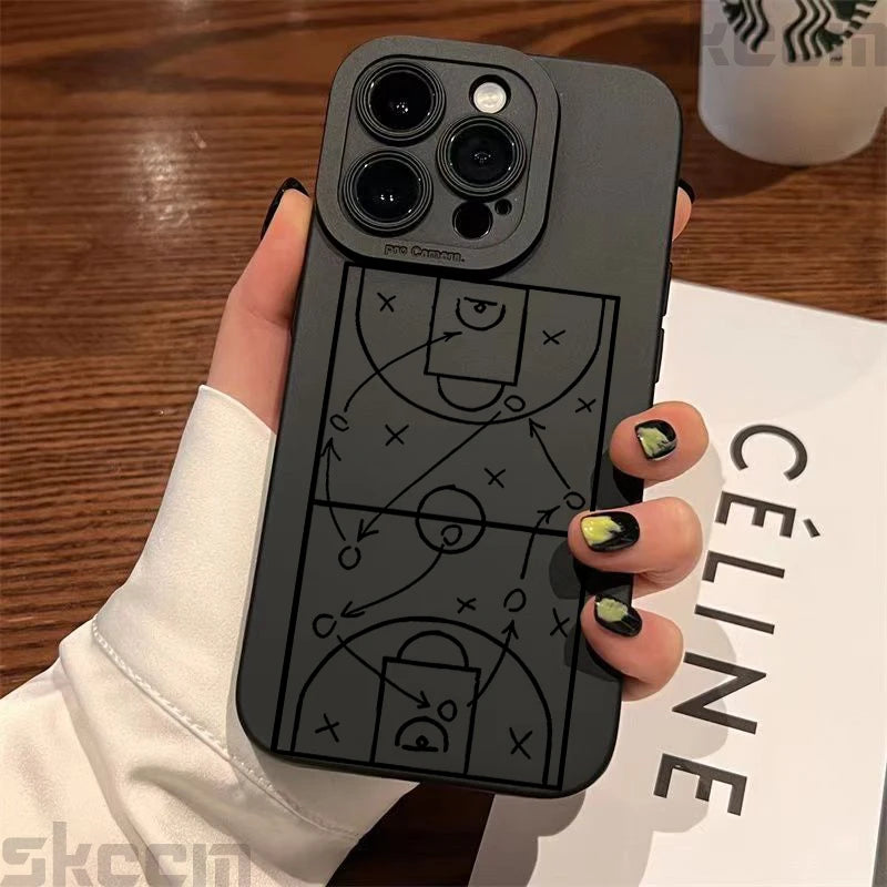 Case For iPhone 17 16 15 14 13 12 11 Pro Max 16E XS X XR 7 8 Plus Cases Football Basketball Tactical Board Pattern Phone Cover