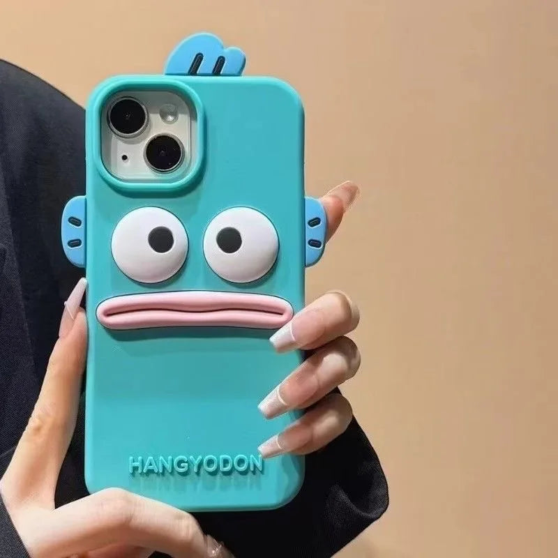 Hangyodon Fish 3D Cartoon Silicone Case for iPhone 17 Pro Max 16 15 14 Pro 13 Kawaii Soft Anime Design Rubber Cover