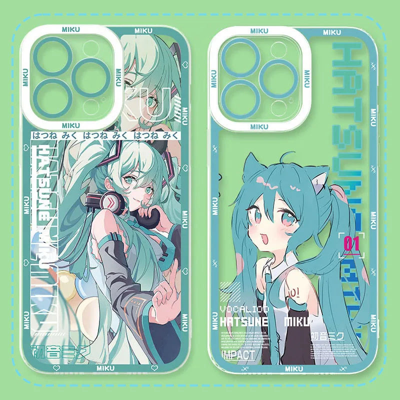 Lovely H-Hatsunes Kawaii M-Miku Phone Case For iPhone 17 Air 15 14 13 12 11 Pro Max 16 15 14 Plus Shockproof Soft Silicone Cover