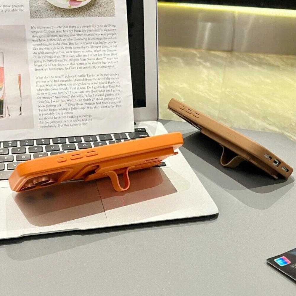 Luxury Card Wallet Slot Stand Holder Colorful Case for iPhone 17 Pro Max Air 16 Plus 11 12 13 14 15 Pro Bracket Shockproof Cover