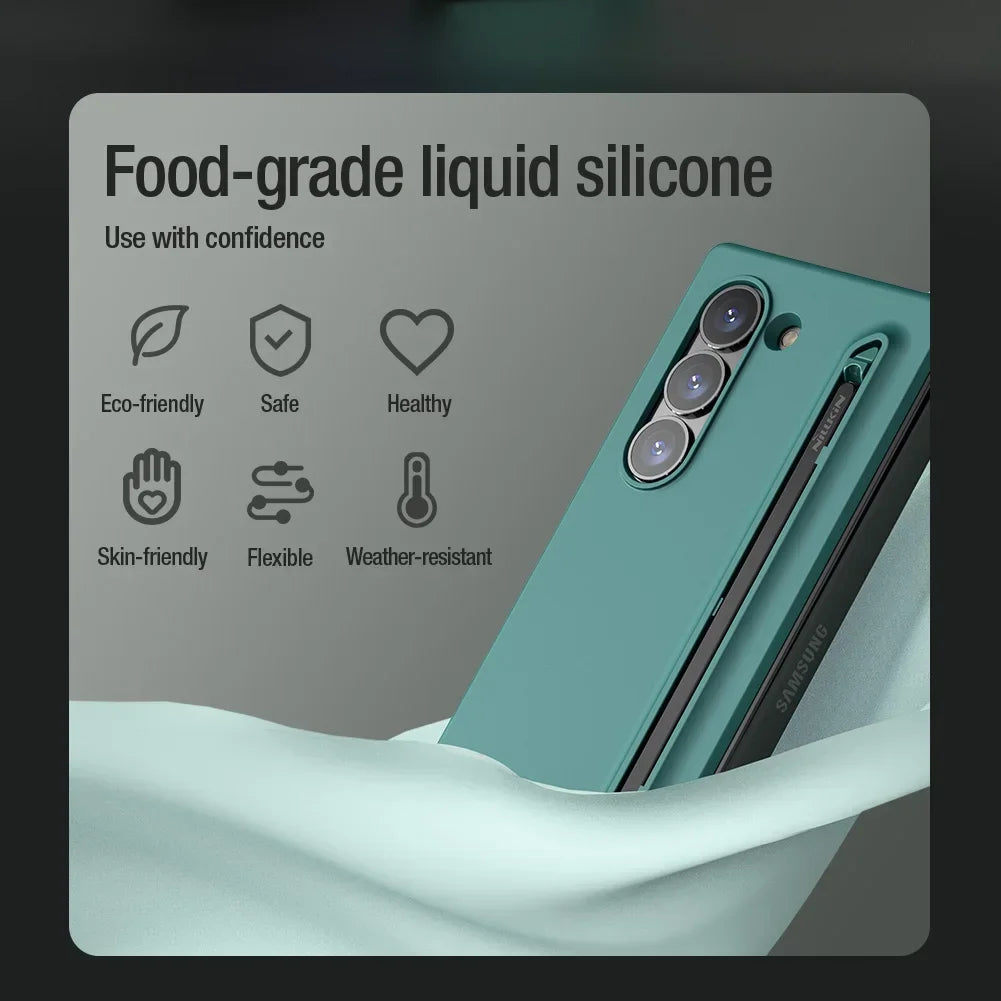 For Samsung Galaxy Z Fold 6 5G Case NILLKIN Flex Pure Fold Case (S Pen version) Liquid Silicone skin-friendly Back Cover Fashion