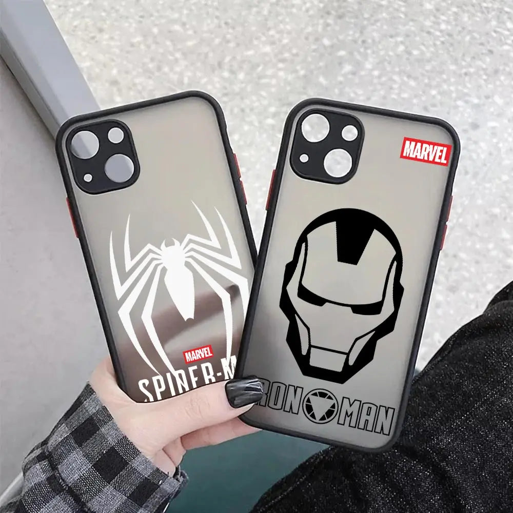 Spiderman Ironman Logo Marvel Translucent Case For iPhone 17E 17 16 16E 15 14 13 12 11 Pro Max 17 Air 7 8 Plus XR XS Armor Cover