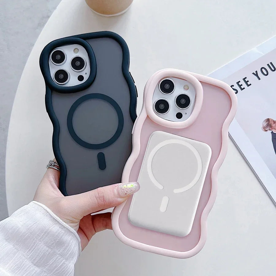 CHAOYIDIAN Wave Pattern Magnetic Case for iPhone 16/15/14/13/12 Pro Max, Wireless Charging Shockproof Hard Cover