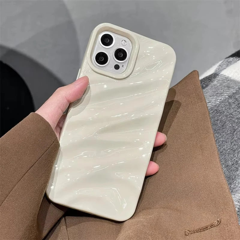 Fashion Soft Water Ripple Wavy Phone Case For iPhone Air 17 16 15 14 13 11 12 Pro Max Shockproof Protective Soft Silicone Cover