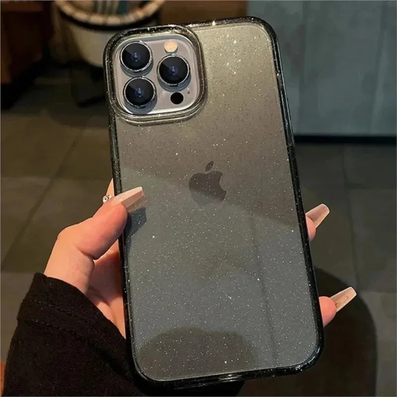 Shockproof Luxury Bling Glitter Transparent Phone Case For iPhone 17 16 15 14 13 12 11 Pro Max 13 Mini 16e 17 Air Soft TPU Cover