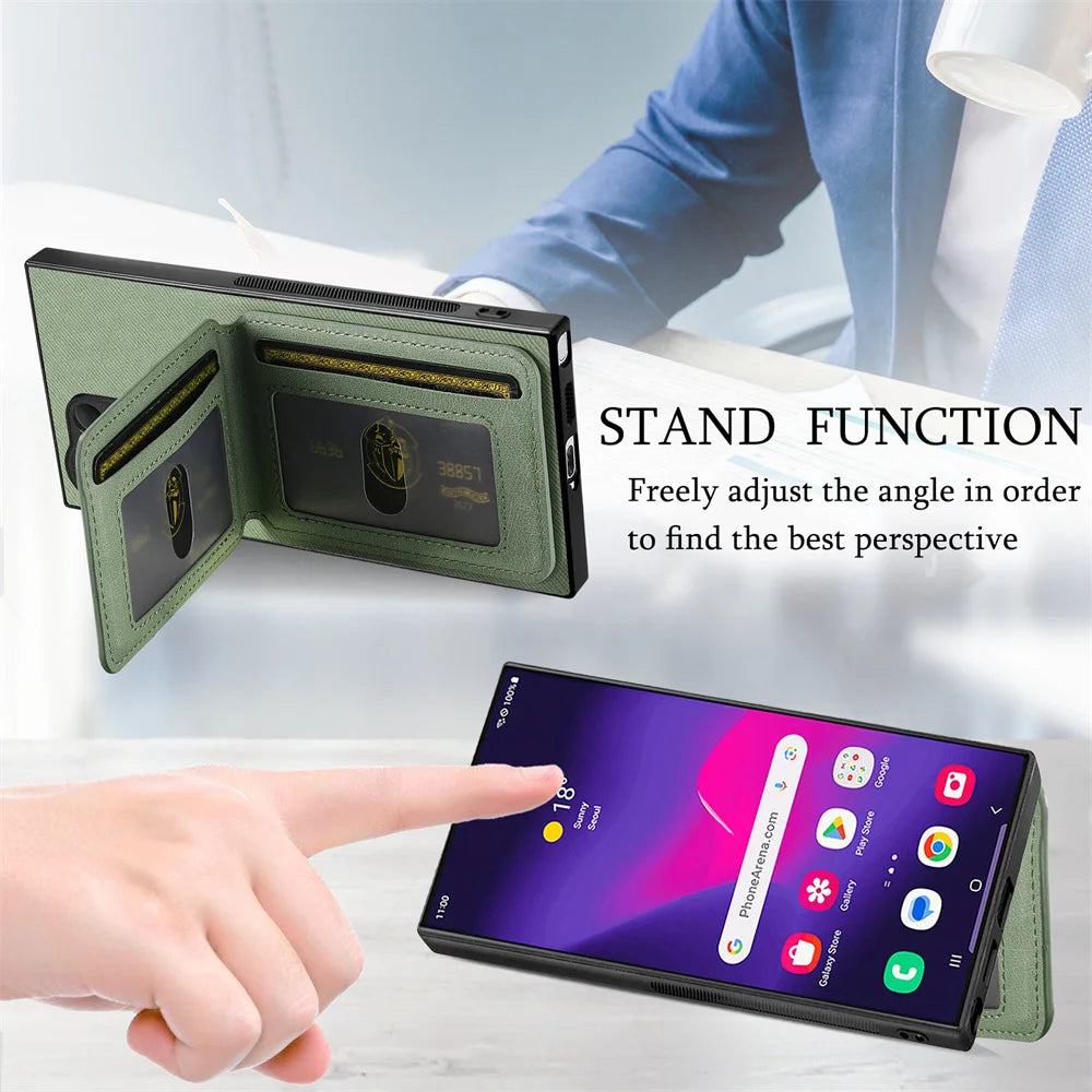 RFID-blocking Wallet with Card Holder Phone Case for Samsung S25 S26 Ultra S24 S23 S22 Plus S21 FE A17 A07 A37 A57 A36 A56 Cover