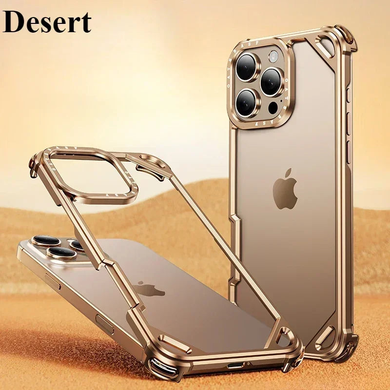 Oatsbasf Metal Frameless Phone Case for iPhone 17 Air/17 16 15 Pro/Pro Max Ultra-thin Magsafe Phone Case Air Cushion Shockproof