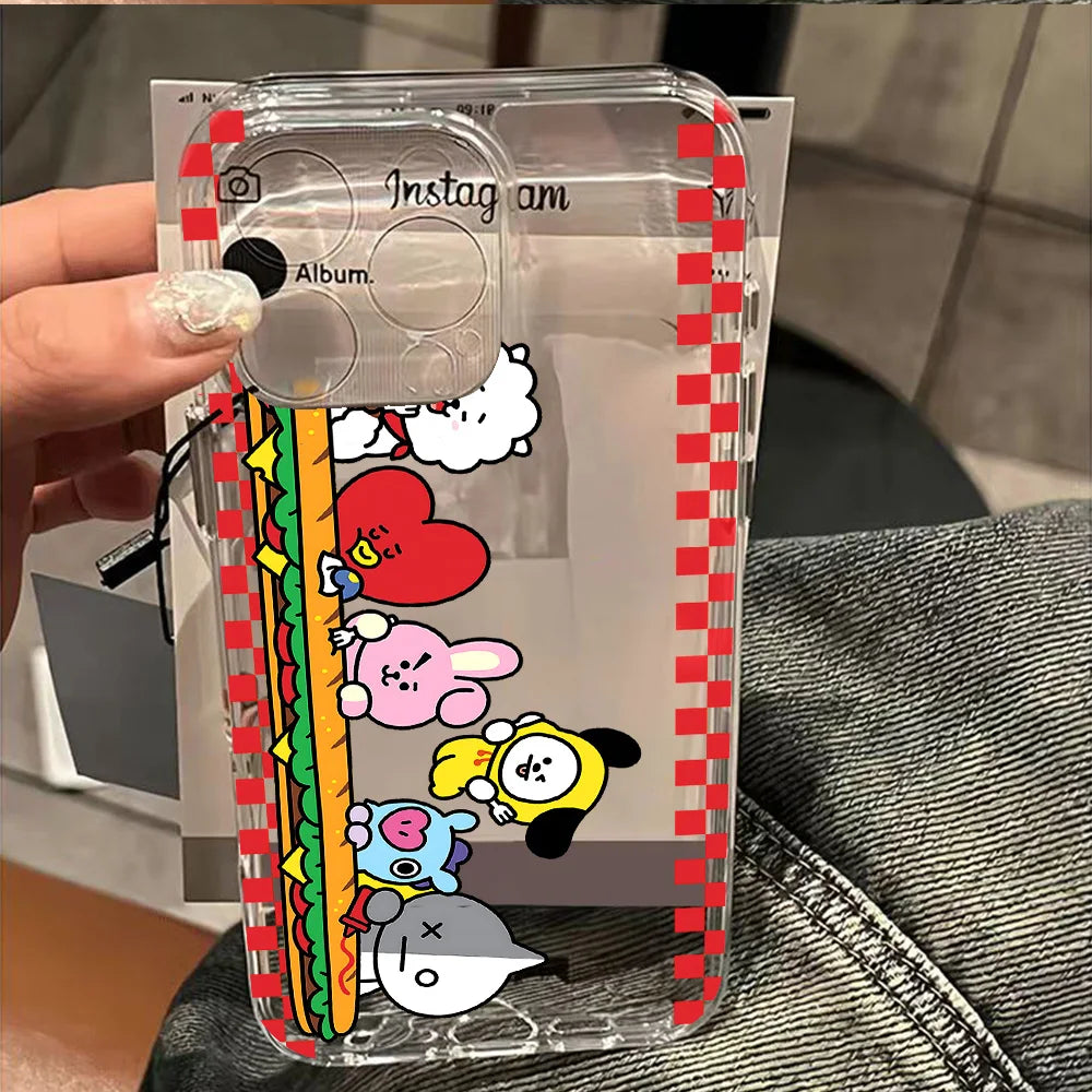 Hot K-KPOP Cartoon B-BTS Phone Case For iPhone 17e 17 16 16e 15 14 13 12 11 Mini Pro Max X XR XSMax 7 8 Air Plus Back Cover