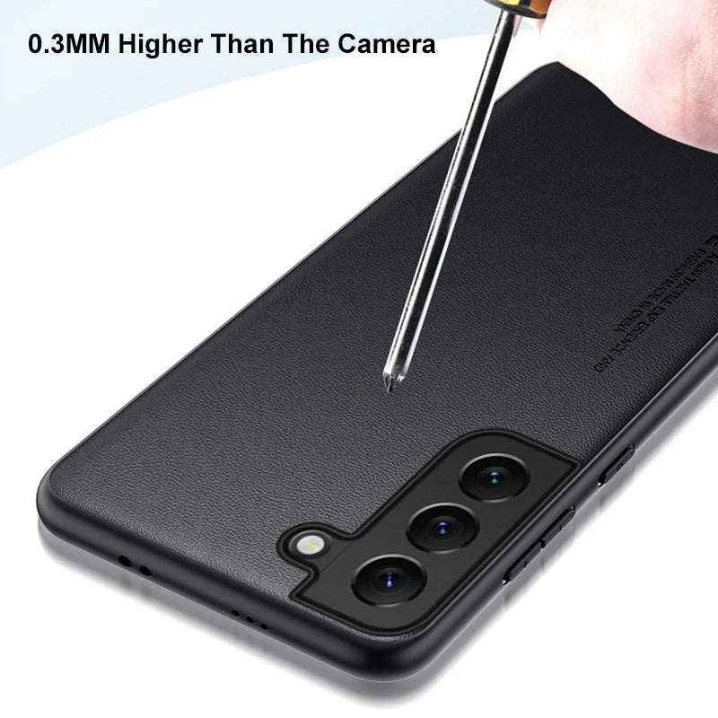 Luxury Leather Case For Samsung Galaxy S21 FE S22 S23 Plus Back Cover Silicone Protection Phone Case For Samsung S21 S22 Ultra