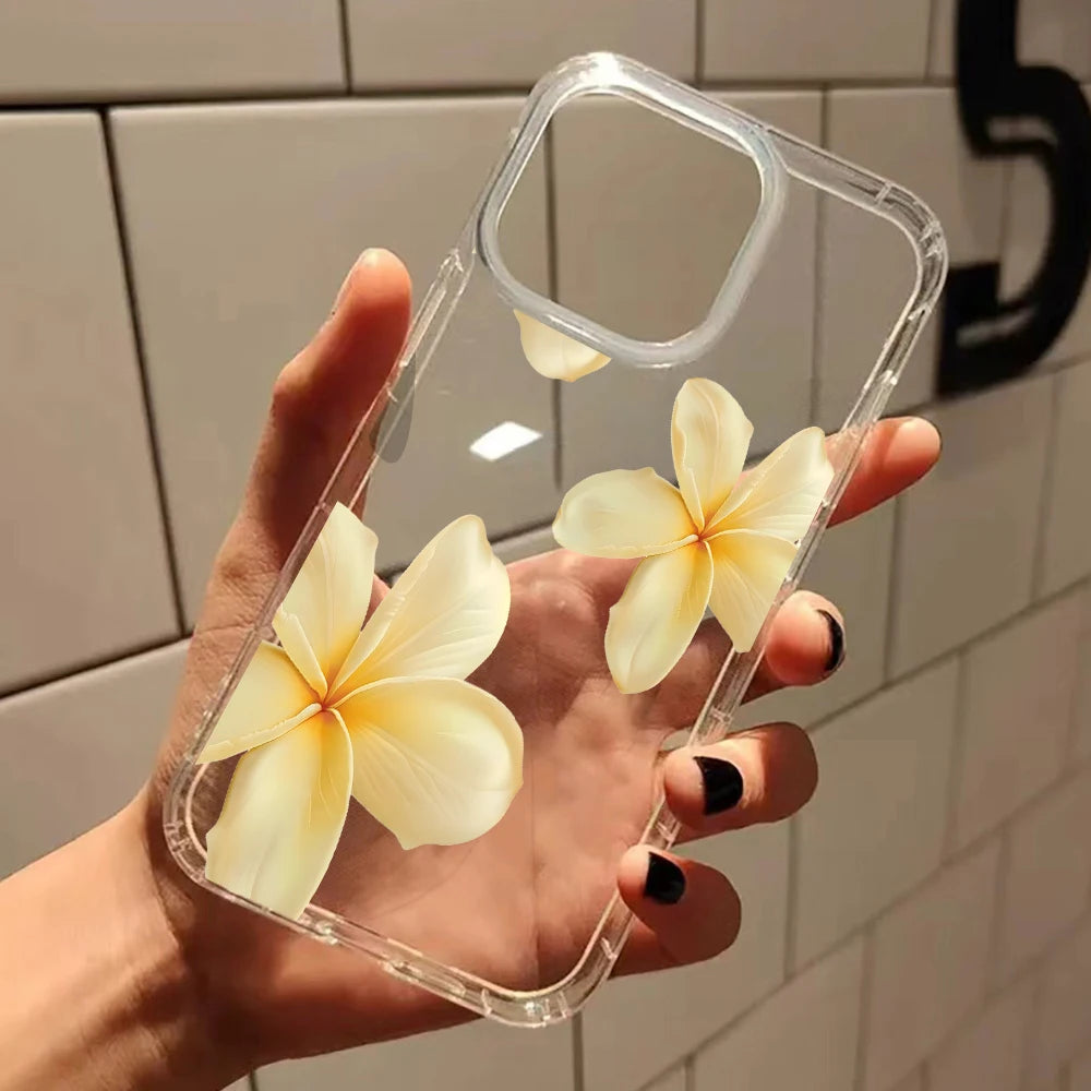 Fresh Summer Yellow Floral Pattern Clear Phone Case For iPhone 17 Air 11 12 13 14 15 16 Pro Max Plus XS X XR Silicone Soft Cover