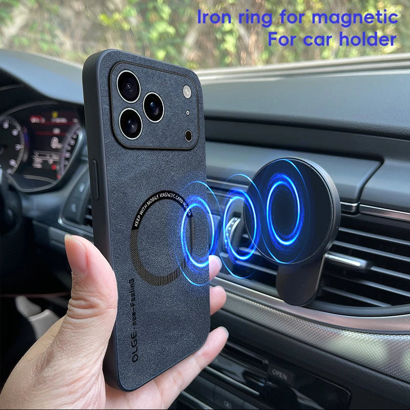 Magnetic For Magsafe Phone Case For iPhone 17 16 13 12 11 Pro Max Leather Cases For iPhone 17 Air 15 14 Pro Max 16 Plus Cover