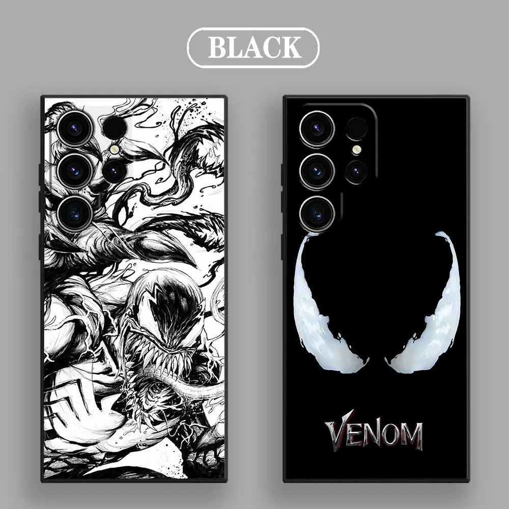 Marvel Black VENOM Art Phone Case for Samsung Galaxy S26 S25 Ultra S24 S23 Ultra S22 Plus S21 S20 S21 FE S26Ultra S25 Soft Funda