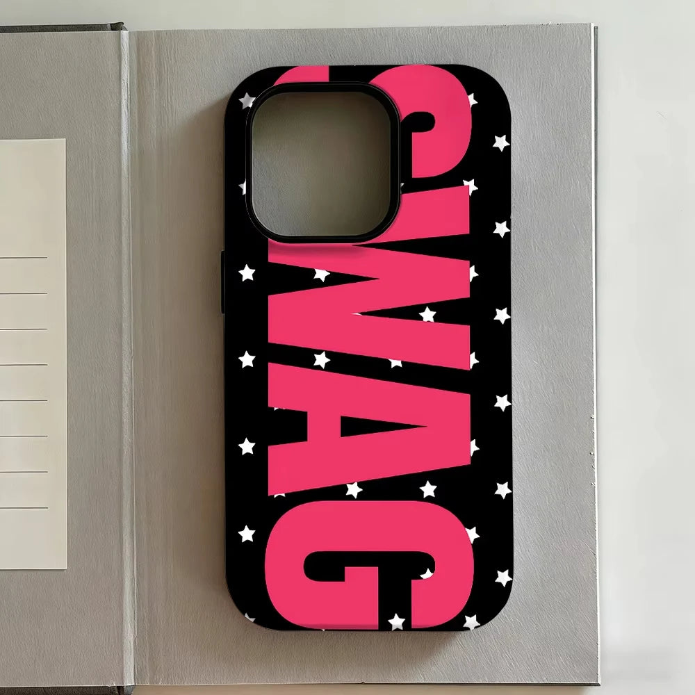 Fashion Y2K Letters "SWAG" Phone Case For iPhone 17 Air 16 Pro Max 15 14 Plus 13 12 Mini 11 Pro Shockproof Silicone Back Cover