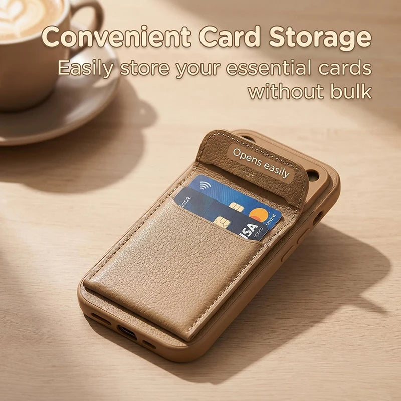 Portable Synthetic Leather Clip On Phone Case For IPhone 17 Pro Max 15 16 Simple And Stylish Shockproof Phone Protective Case