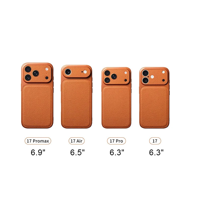 Solid Color Lychee Grain Leather Phone Case, Anti-Scratch & Shockproof Protective Cover for iPhone 17 Pro Max  16 15 14 13 Air