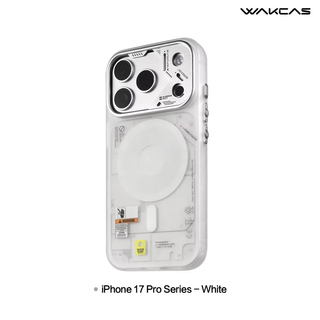WAKCAS Phone Cover for iphone 17/17pro/17pro Max Mechanical Style Magnetic Suction Anti-fall Shell Frosted Phone Protective Case