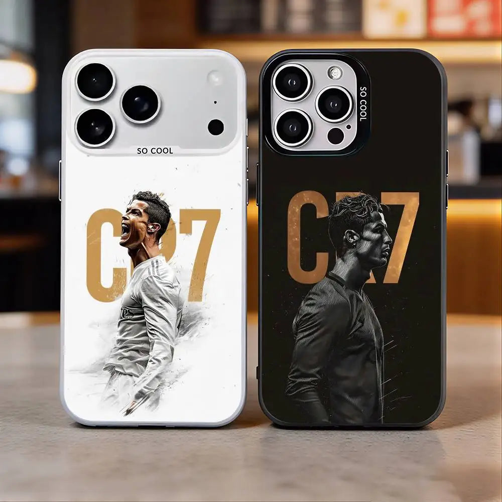 C-Cristiano R-Ronaldo Phone Case For iPhone 17, 16,15,14,13,12,11 Plus,Pro Max, Colorful Silver Funda Cover