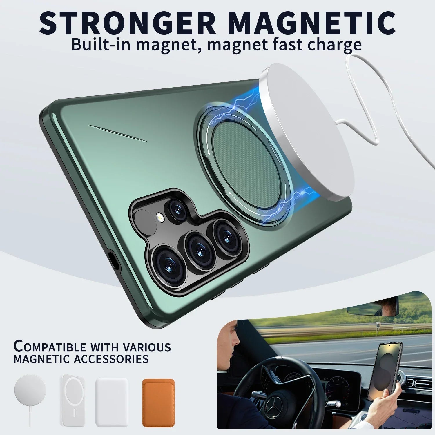 Luxury 360° Magnetic Bracket Case For Samsung Galaxy S25 S24 S23 Ultra S25FE S25Edge S24FE For Magsafe Armor Shockproof Cover