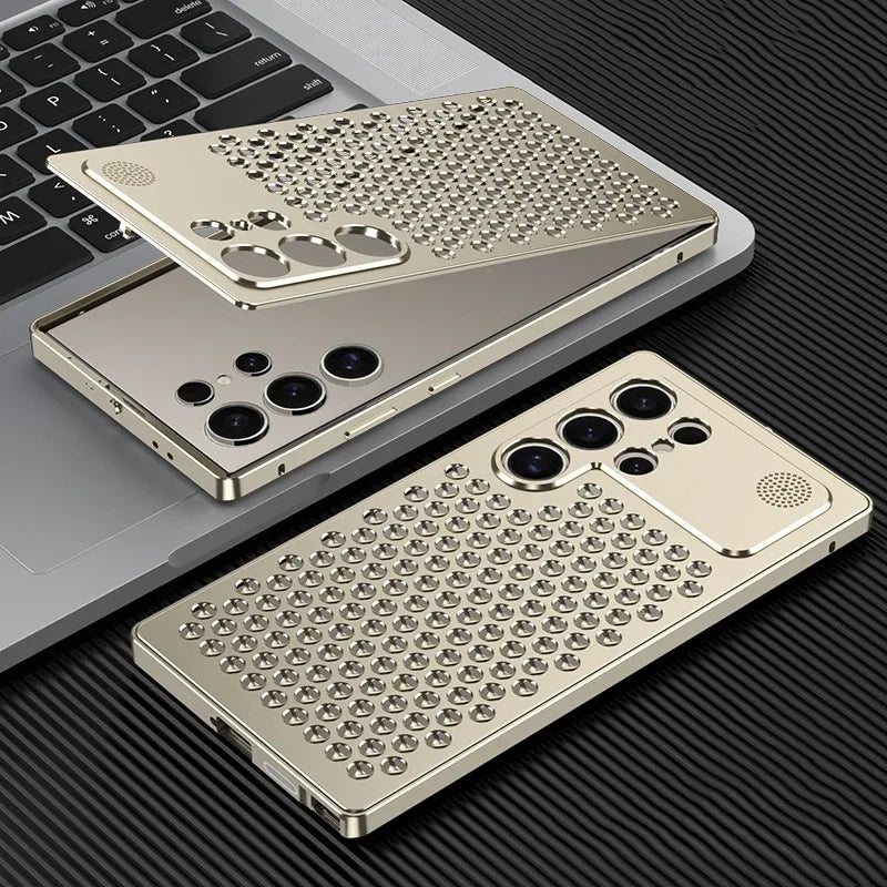 S24 S25 Ultra Heat Dissipation Aluminum Metal Phone Case For Samsung Galaxy S25 S24 S23 Ultra Cover Cooling Aromatherapy Armor