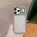 Fashion Cute Cat Candy Color 2 IN 1 Magnetic Case for IPhone 17 16 15 14 13 12 Pro Max for Magsafe Wireless Charging Matte Cover