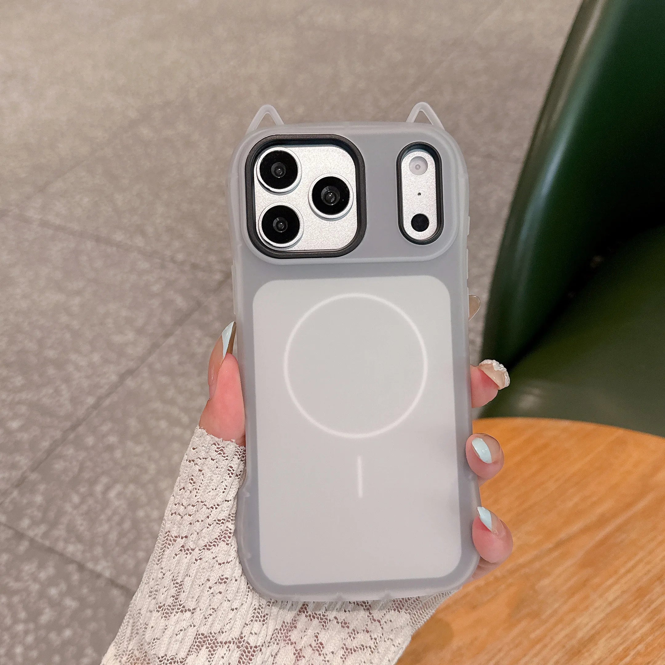 Fashion Cute Cat Candy Color 2 IN 1 Magnetic Case for IPhone 17 16 15 14 13 12 Pro Max for Magsafe Wireless Charging Matte Cover