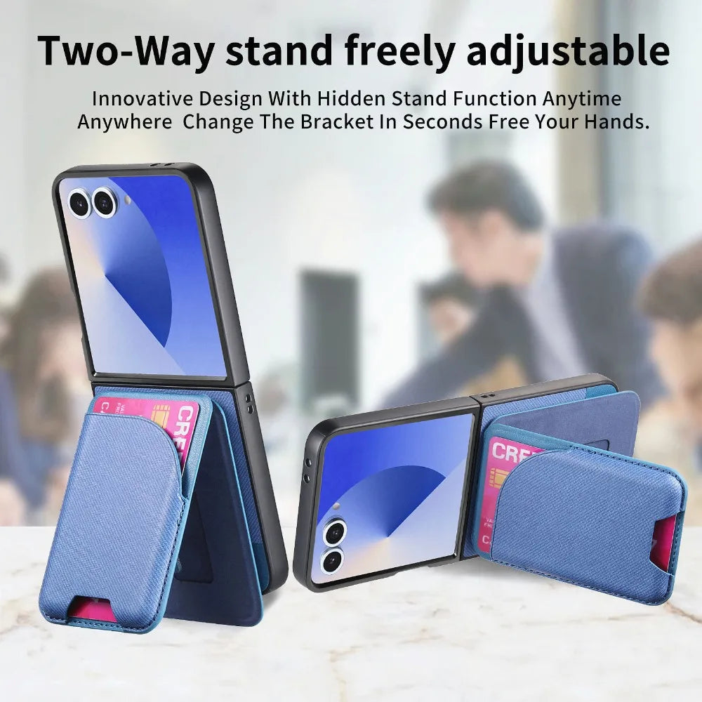For Samsung Galaxy Z Flip 7 5G 2025 Luxury Case Magnet Card Holder Detachable 2IN1 Leather Folding Funda Phone Z Flip 3 4 5 6 7