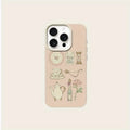 A Pink Teacup Collage Pattern Litchi-Textured Phone Case, Suitable for iPhone 17, 16, 15, Plus, Pro, Max Series Phones—Can Be Used as a Gift