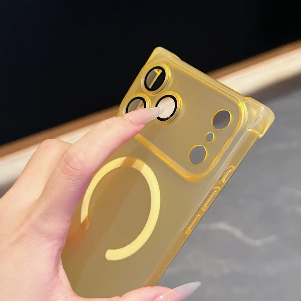 Matte Square Anti Fall For Magsafe Phone Case For iPhone 17 Air 16 15 14 13 Plus Pro Max 17ProMax Ice Mist Magnetic Charge Cover
