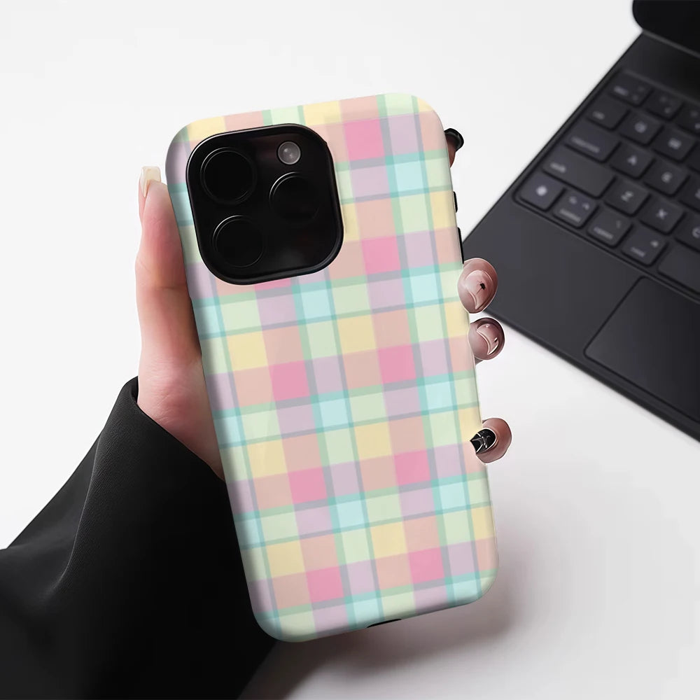 Pastel Plaid for IPhone17 Must for Magnetic Phone Case for IPhone 17 16 15 14 13 Pro Max Plus Single Double-layer Tough Case