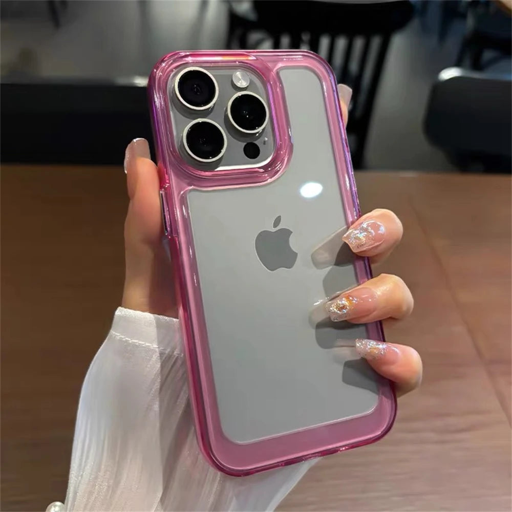 Candy Transparent HD Bumper Case For iPhone 16 15 Pro Max 14 13 12 11 X Xs Max XR 7 8 Plus Mini SE Shockproof Original Cover