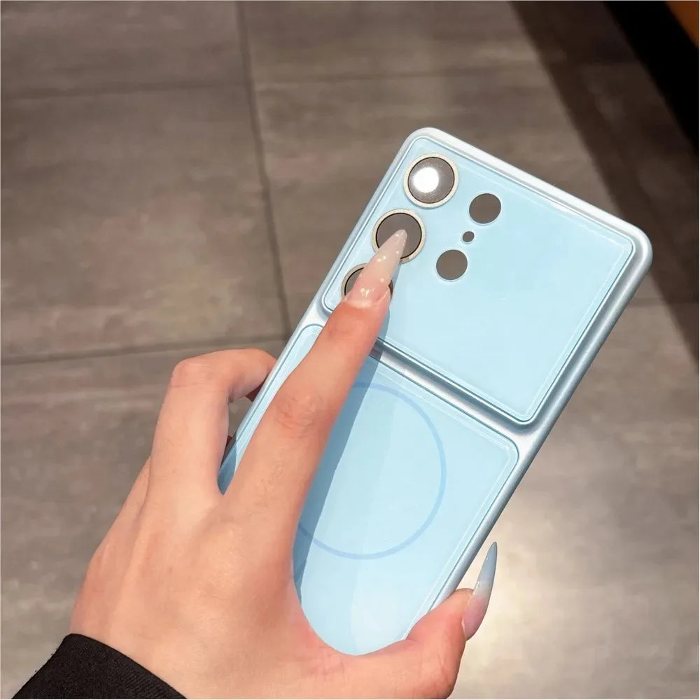 Luxury for Magsafe Magnetic Acrylic Case for Samsung Galaxy S26 S25 Ultra S24 Plus S23 FE Lens Protector Hard Matte Bumper Cover