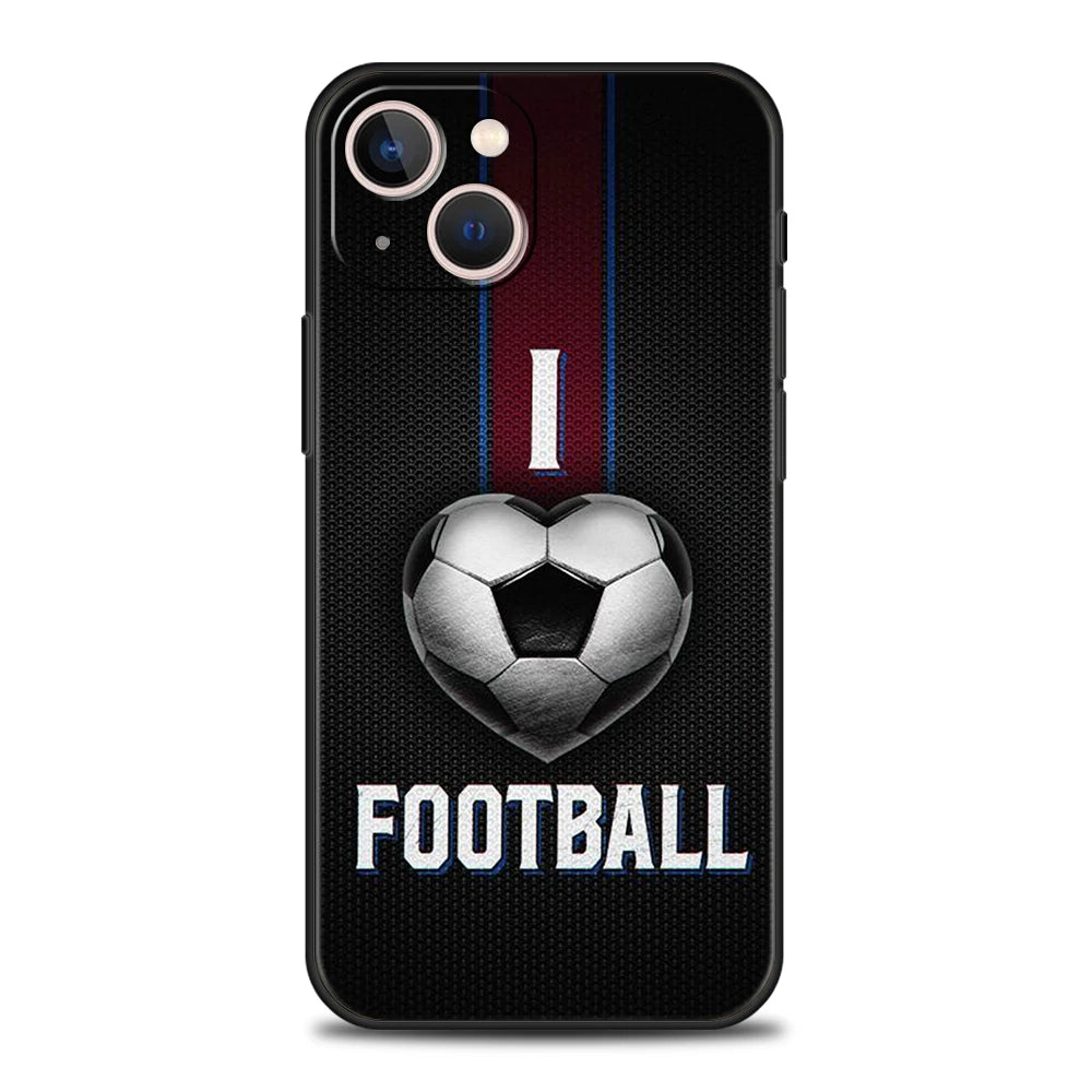 Football Sport Soccer Phone Case Cover for iPhone 16 15 14 13 12 Pro Max XR XS 11 7 8 Plus Shockproof Silicone Soft Shell Bag