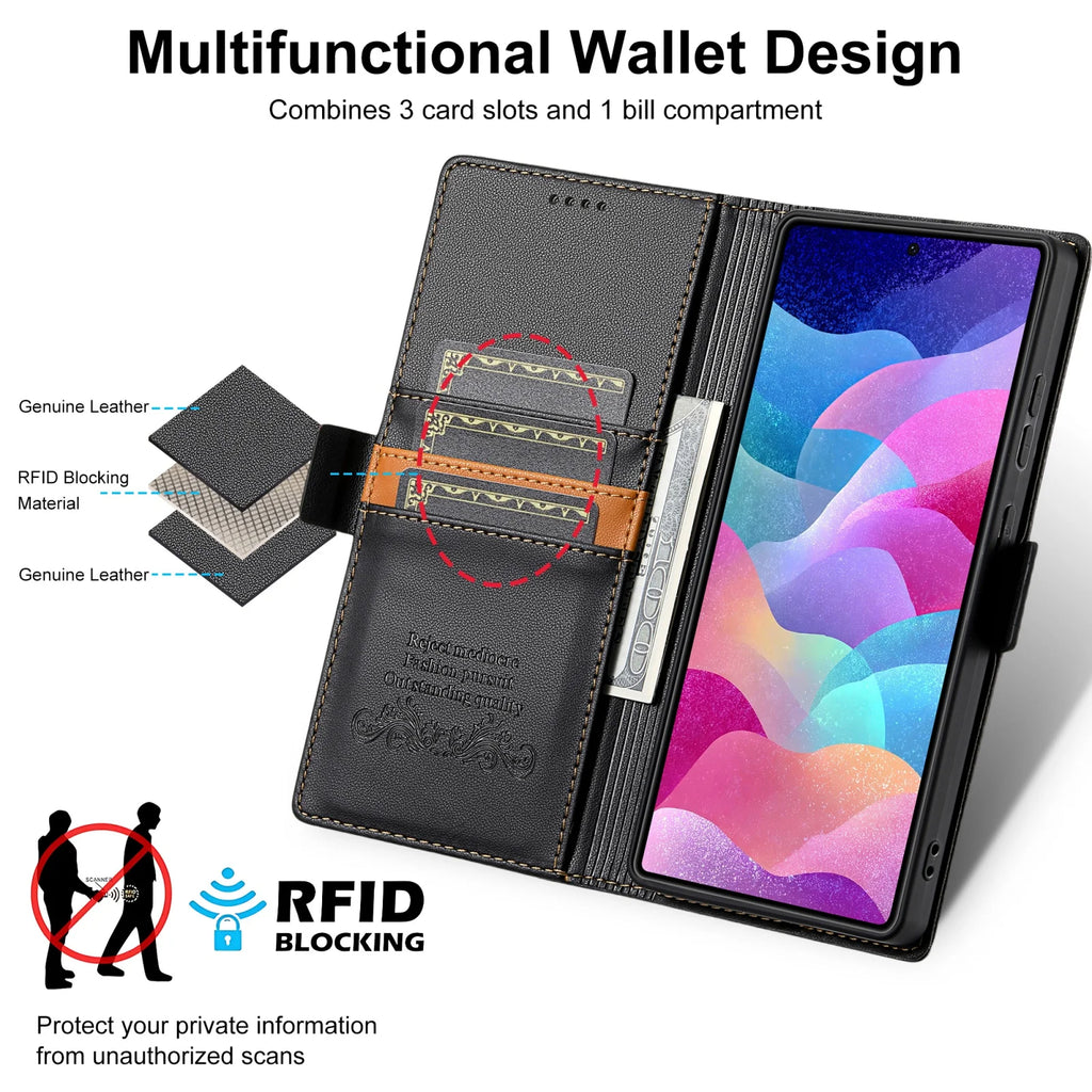 Business Leather Flip Case For Samsung Galaxy S25 S24 S26 Ultra S23 S22 S21 S20 Plus FE S25Edge S10 Magnetic Wallet Card Cover
