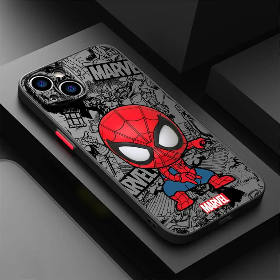 Case for iPhone 7 8 15 Plus 16e 14 12 XS 11 16 Pro Max 13 Mini X Back Phone Cover Marvel Spider-Man Iron Man Cool