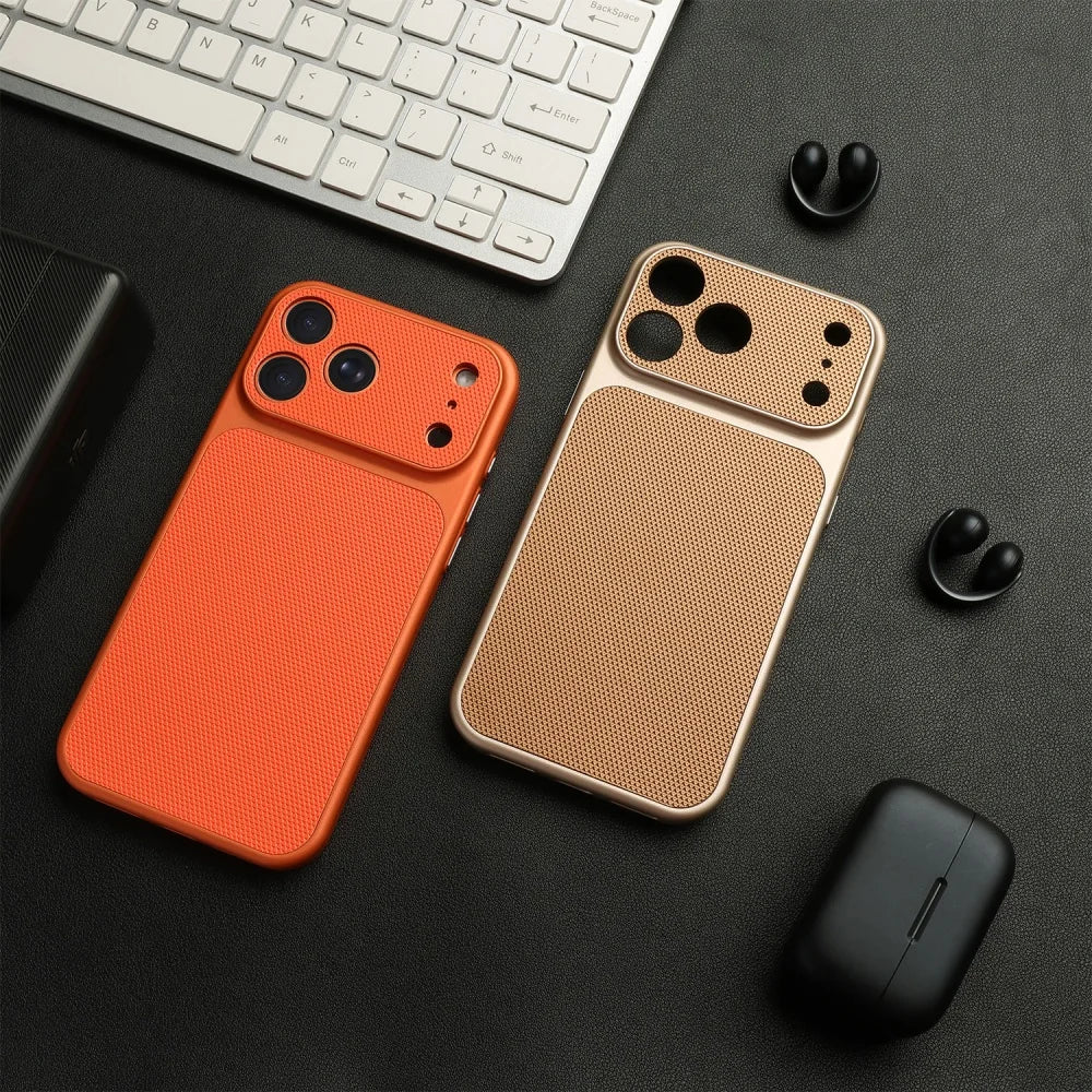 Vintage Leather Diamond Textured Case for iPhone 17 Air 17 16 15 14 13 12 Pro Max 17Pro Retro Shockproof PC Plating Armor Cover