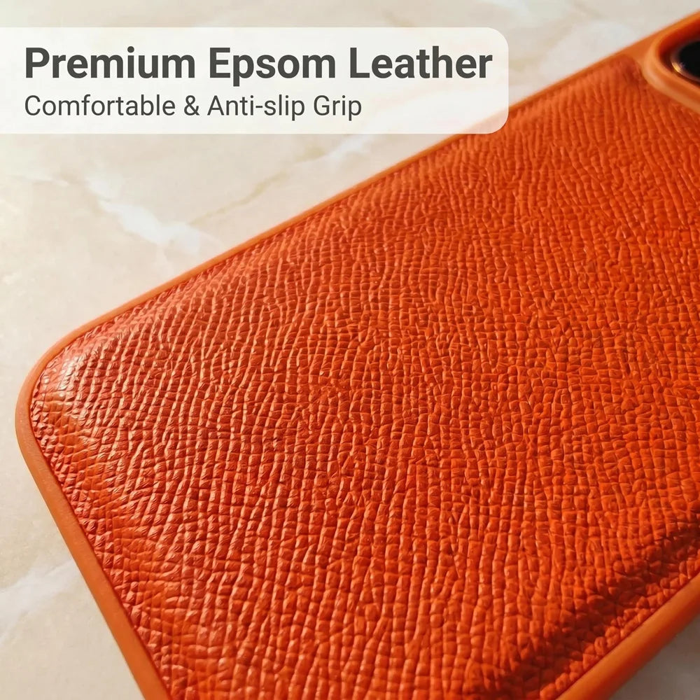 Fashion Elegant Epsom Palm Grain PU Leather Cover For iPhone 18/17/16/15 Pro Max Multi Color Slim Shockproof TPU Frame Case