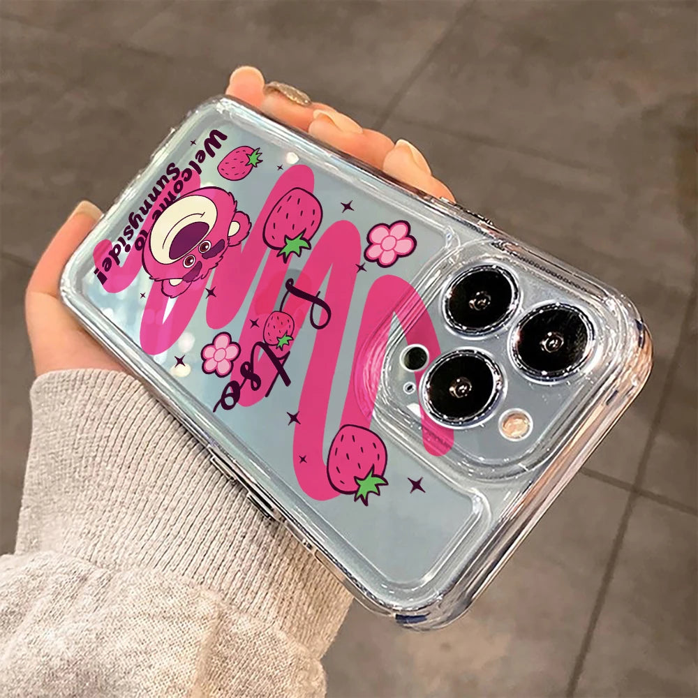 Disneys Pink Lotso Bear Phone Case for Samsung Galaxy A57 A56 A55 A54 A52 A37 A36 A26 A17 A16 A07 A06 4G 5G TPU Cover
