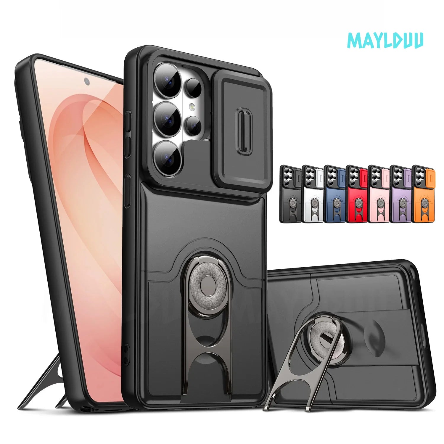 Case For Samsung Galaxy A37 A57 A56 A36 A26 A16 A55 A35 A25 A17 A07 A05 A53 5G Slide Camera Protect Magnetic holder Armor Cover