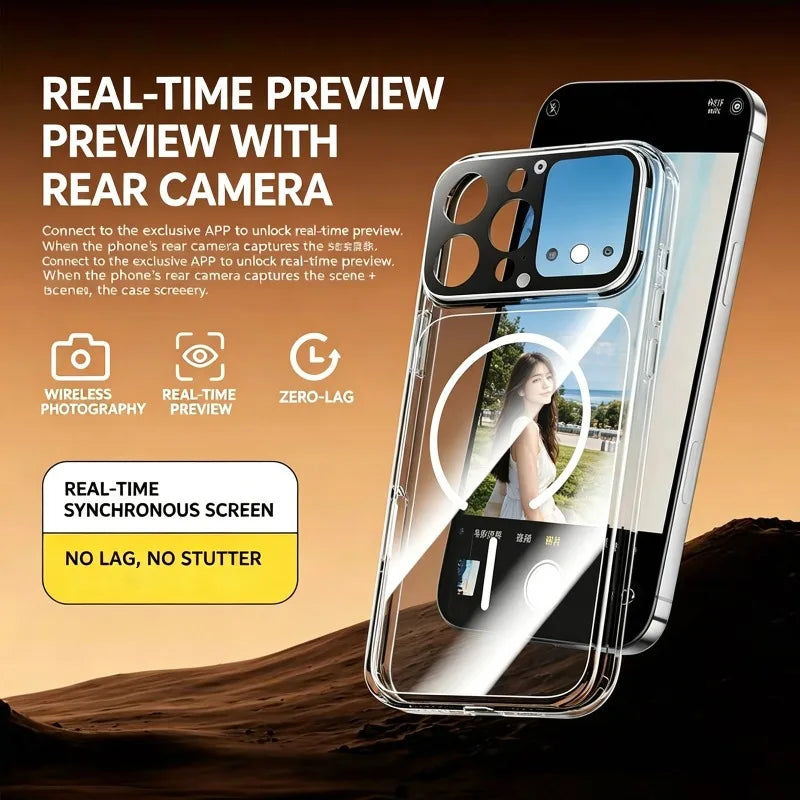 Smartphone Case with 1.85-inch HD Display Taking Photos Recording Intelligent Screen Phone Protective Case for iPhone 16 Pro Max