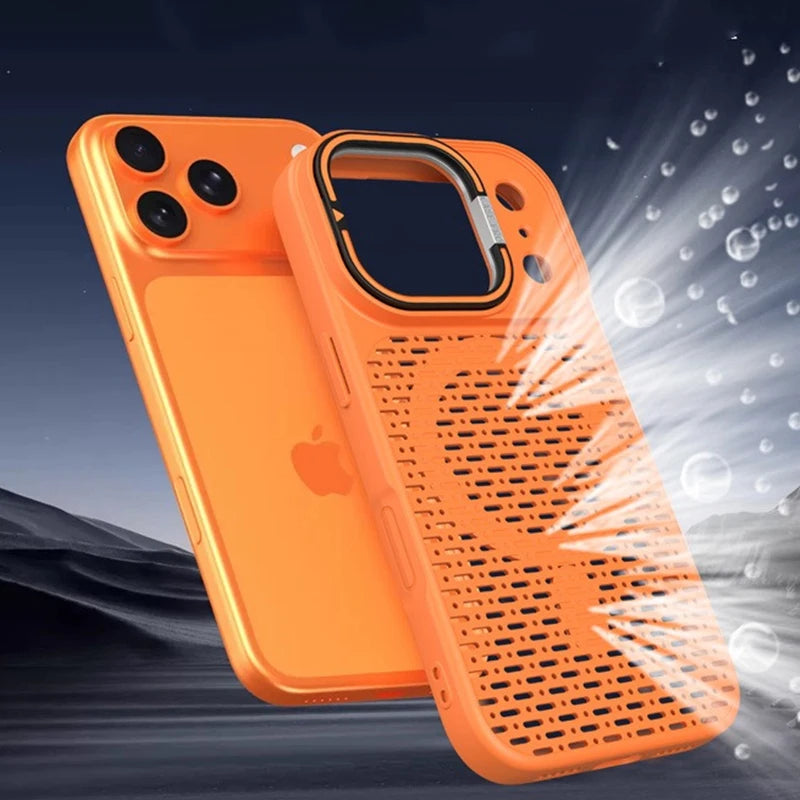 Invisible Bracket Heat Dissipation Stand Case for iPhone 17 16 15 14 Plus 13 12 11 Pro Max Cooling Breathable Magnetic Cover