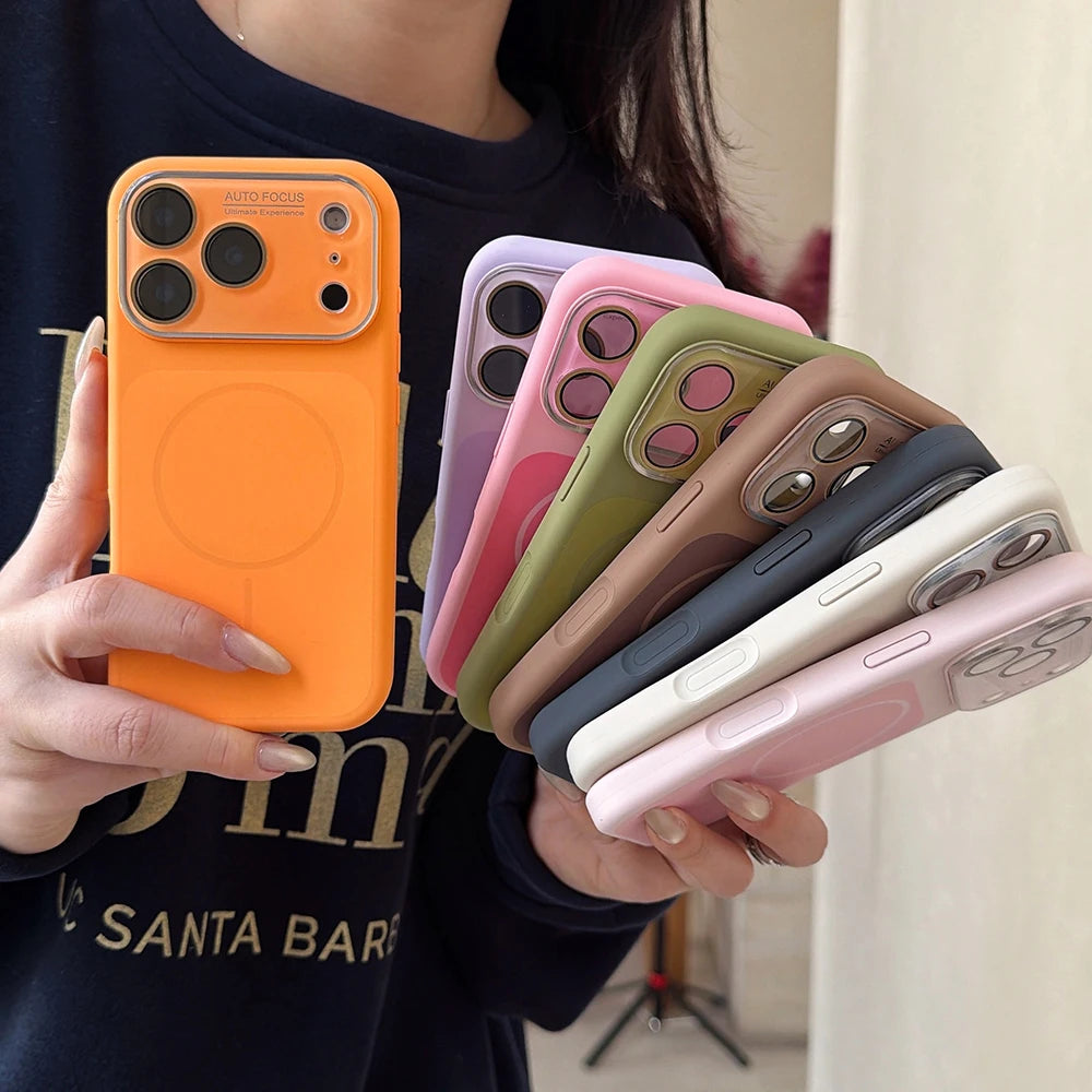 Liquid Silicone For Magsafe Magnetic Phone Case For iPhone 17 Air 16 15 Pro Max Instantly Turn 17 Large Window Shockproof Cover