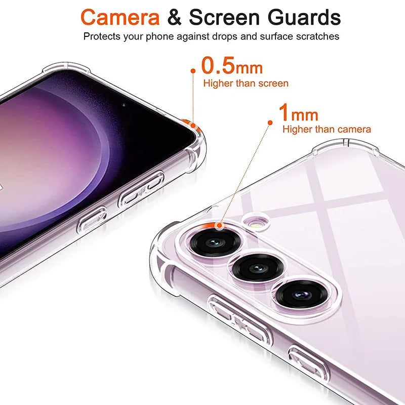 Transparent TPU Case For Samsung Galaxy S25 S24 S23 S22 S21 S20 Ultra Note 20 20 Plus S20FE S21FE S23FE S10 S9  Airbag Lens Case