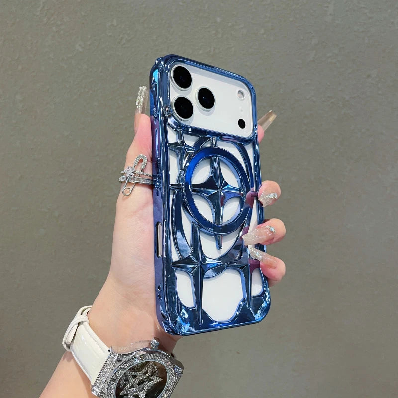 For Magsafe Magnetic Solid Color Plating Hollow Heat Dissipation Phone Case For iPhone 17 Pro Max 17 Air 15 12 13 14 16 Pro Max