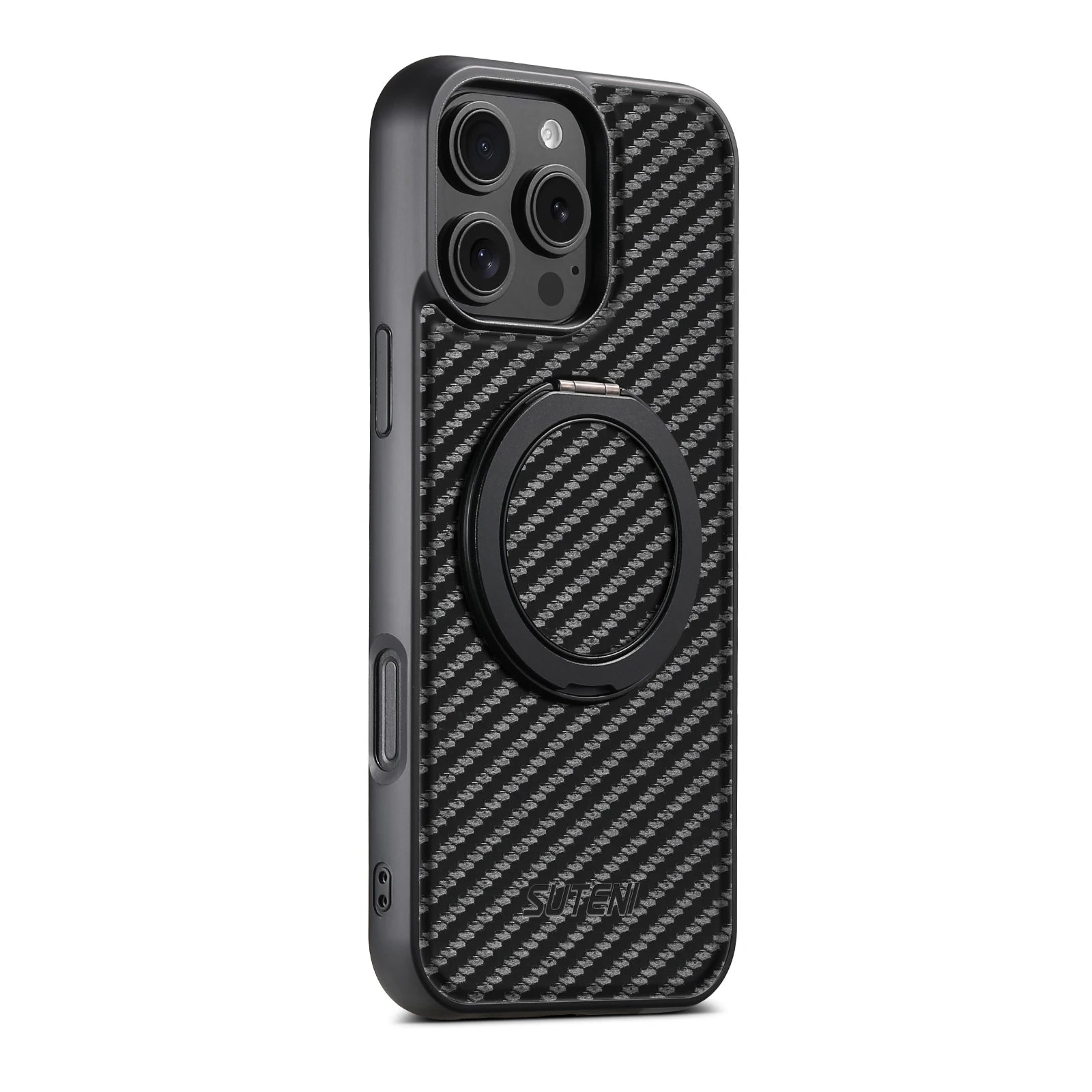 Magnet Wireless Charging Mobile Phone Case 360° Rotating Stand Faux Leather Ring Buckle For iPhone 17 Pro Max 16 Plus 15 14 13