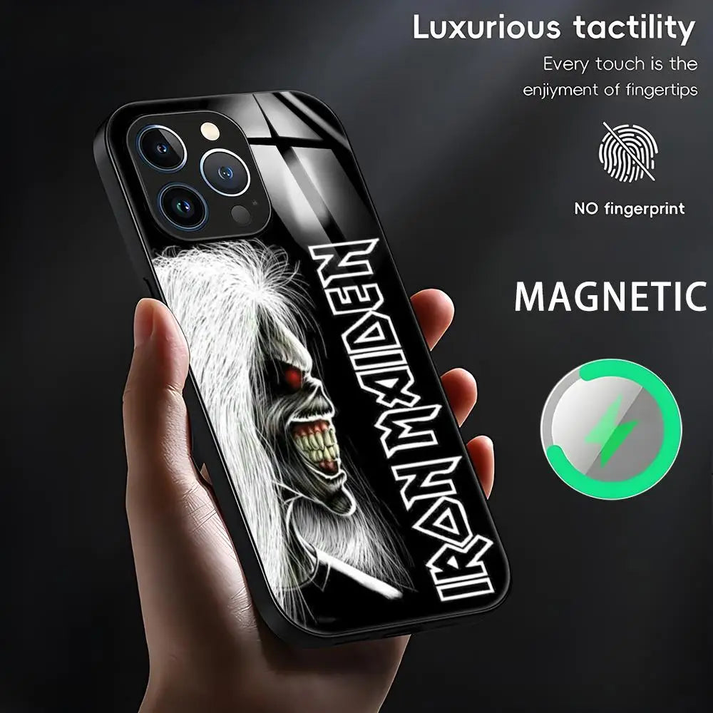 R-Run-To-The-H-Hills-Iron-M-MaidenES Phone Case For iPhone 16 15 14 13 12 11 X XR XS 8 Plus Mini Pro Max Glass Magnetic Case