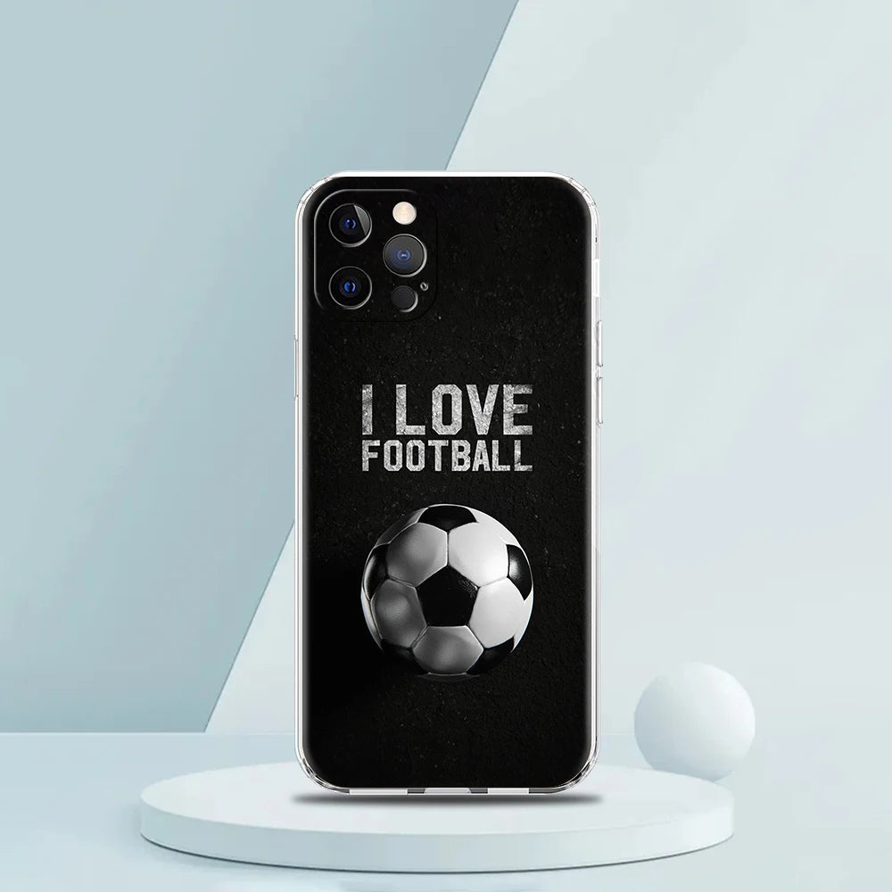 Football Sport Soccer Phone Case for iPhone 16 15 14 13 12 Pro Max Transparent Soft for iPhone 11 Pro Max 7 8 Plus XS XR Shell